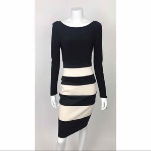 Alt. B Black and White Long Sleeve Dress